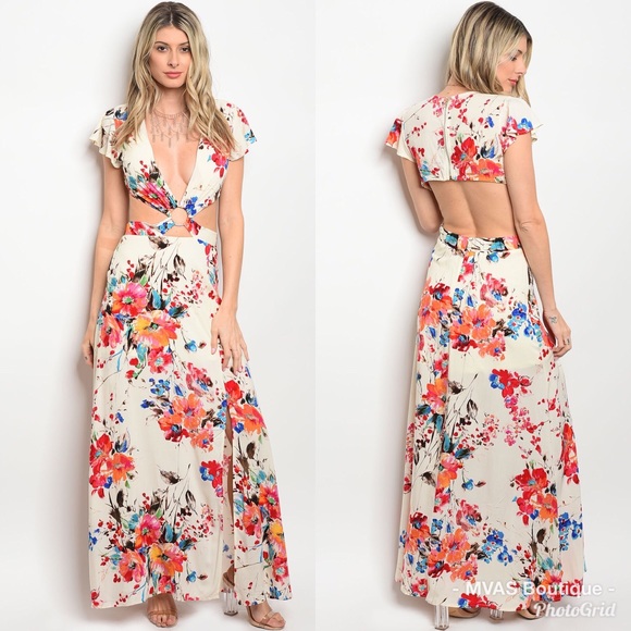 Dresses & Skirts - Beautiful Cutout Floral Maxi Dress